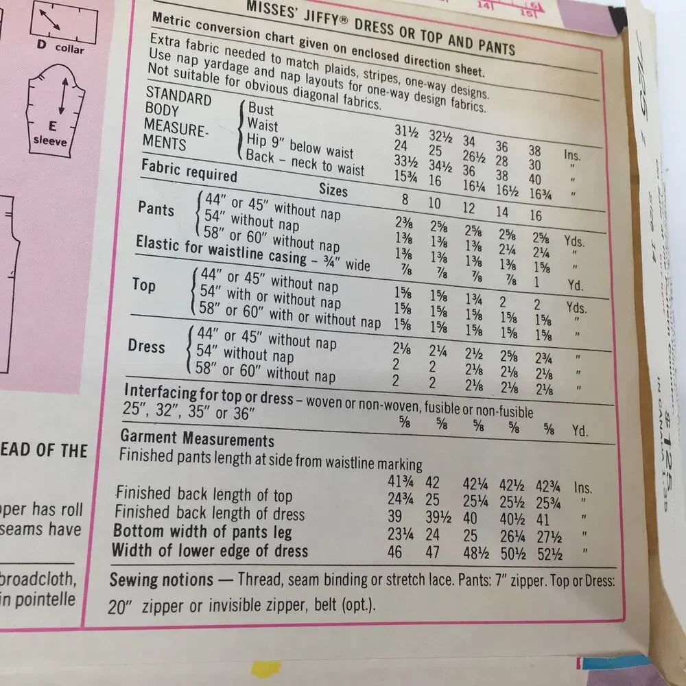 Simplicity Jiffy Sewing Pattern 7083 7125 Vintage 70s Dress Top Pants 14 UNCUT